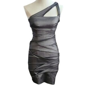 Adrianna Papell Hailey Logan Pewter Silver Gray Bodycon Dress Size Small Juniors